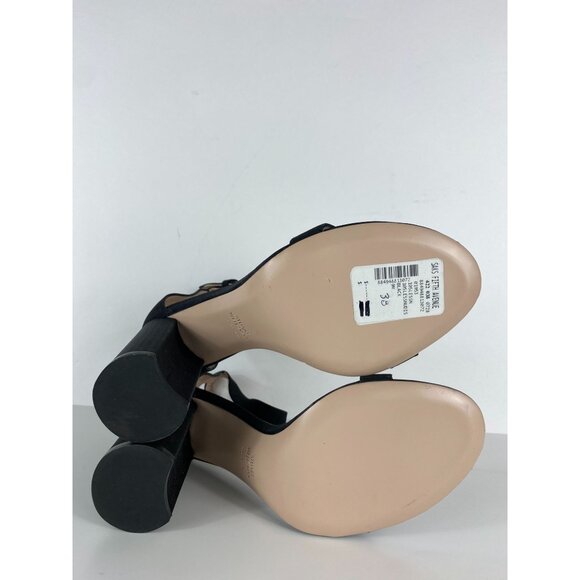 Stuart Weitzman Ankle Strap Block Heel Leather Sandal Black Women's 38eur A406 - Picture 7 of 8